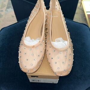 Mango mesh embellished flats 38